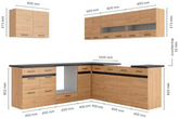Junona Line kjøkkensett - Bernstein Eik - 220x240 cm  - Venstre